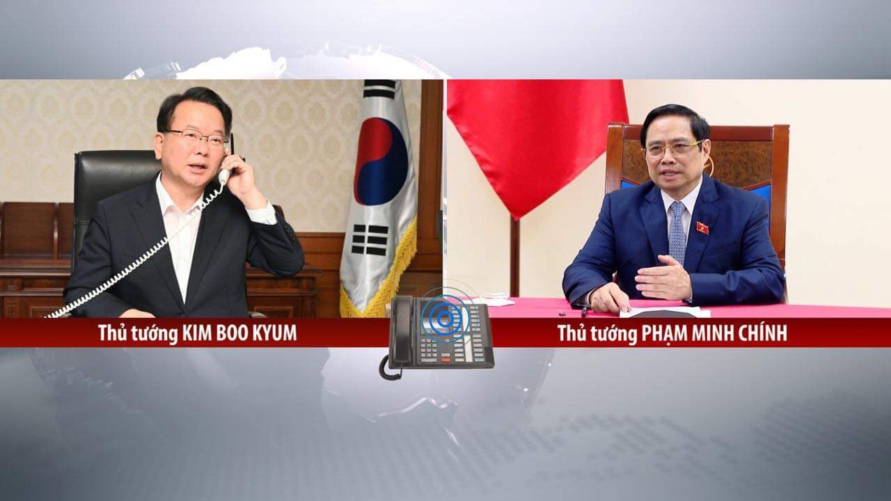 Ngày 22/7, tại Trụ sở Chính phủ, Thủ tướng Phạm Minh Chính điện đàm với Thủ tướng Nội các Hàn Quốc Kim Boo Kyum. (Nguồn ảnh: nhandan.vn)